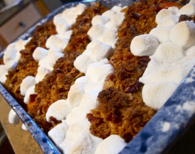 This Sweet Potato Casserole is crunchy, sweet, and salt; the perfect comfort food. Plus it is easy to make, helping to make your holiday prep uncomplicated. #womenlivingwell #fall #Thanksgiving #sweetpotato