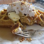 Pumpkin Waffles with Spiced Whipped Cream